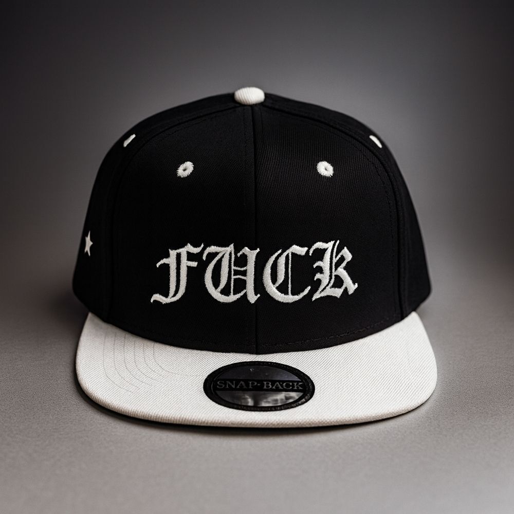 New Old English Text Snapback Hat Black And White Low Bill Blackstar Denim Brand